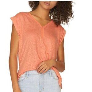 Sanctuary Laura Contrast Neck Linen Top. XS